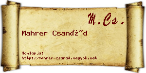 Mahrer Csanád névjegykártya